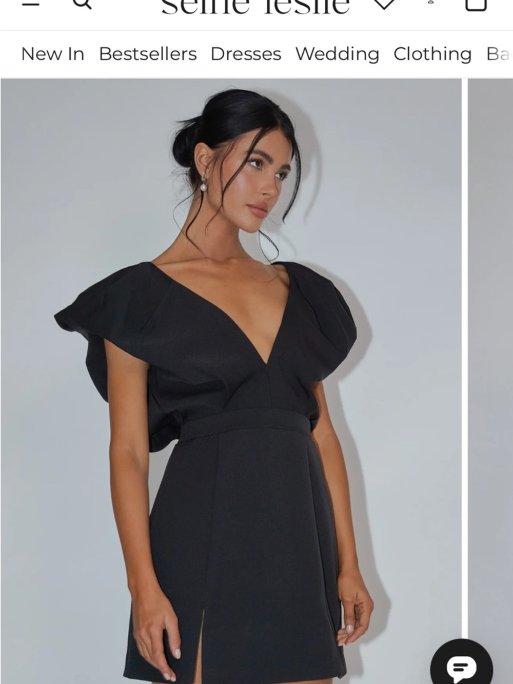 Selfie Leslie Black V-Neck Mini Dress with Flutter Cap Sleeves